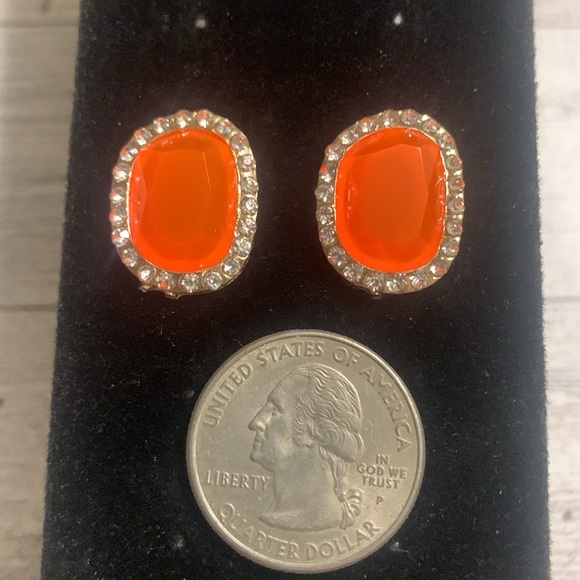 Bright Orange & Crystal earrings - Picture 5 of 5